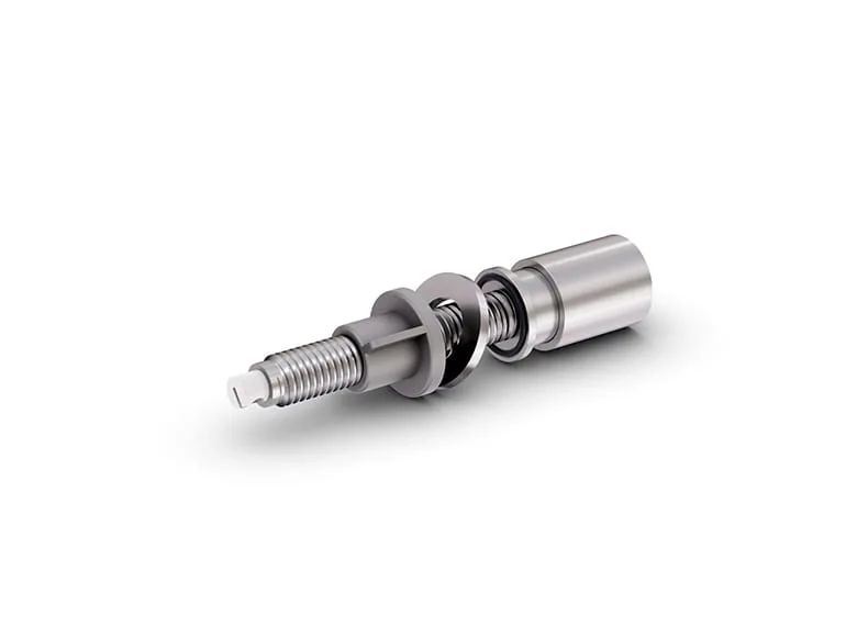 A pull button assembly, made up of 7 component parts