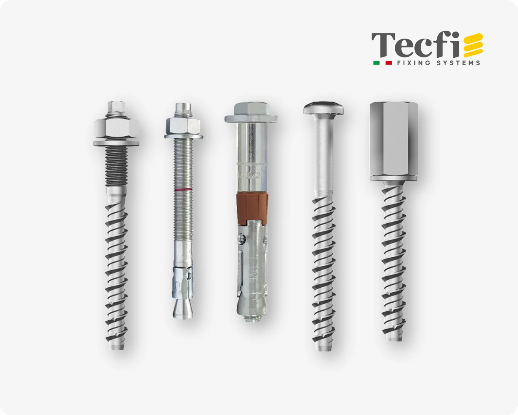 Tecfi混凝土螺钉和楔形锚栓组合,用于在混凝土中实现强力紧固连接。