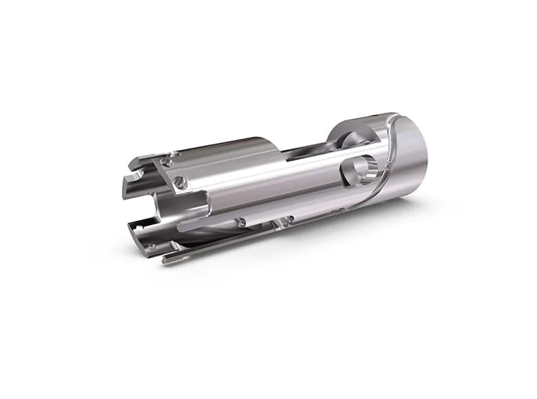 A stainless steel turned part sleeve guide