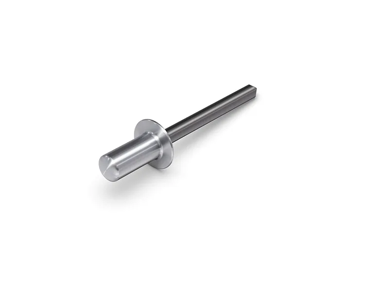 One blind rivet on a white background.
